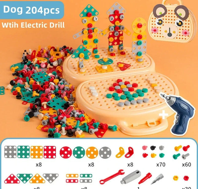 Educational Assembling Toolbox Toy Electric Screwdriver Screwing Repair 4-6 years old Montessori Kids Repair Toolbox Toys