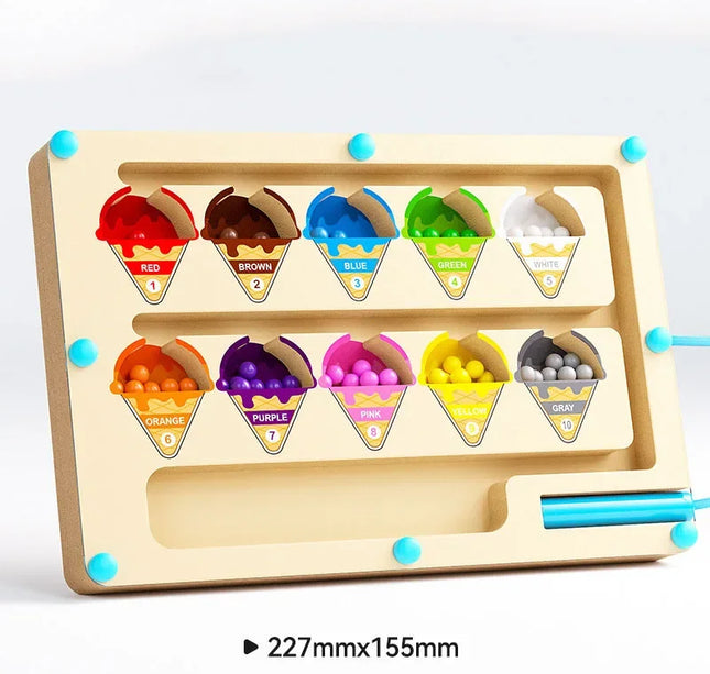 Montessori Magnetic Maze Game – Color Sorting & Fine Motor Training Toy with Pen Control for Kids Sensory Play