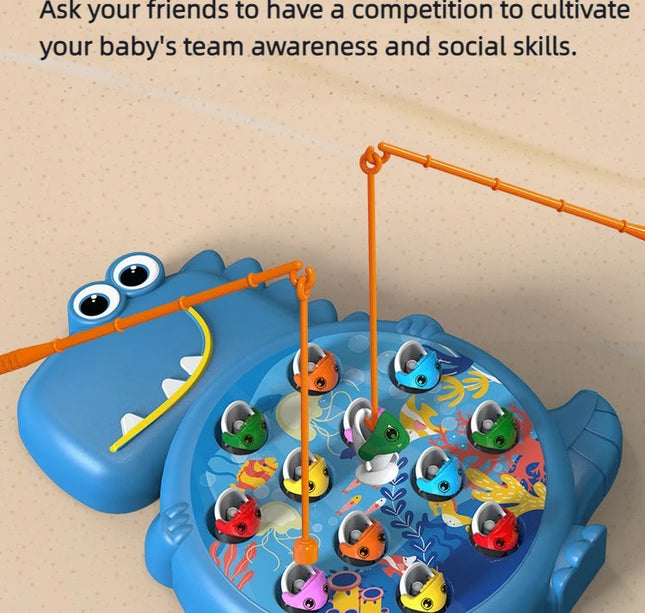 Magnetic Dinosaur Fishing Game – Montessori Toy with Rod for Toddlers & Kids