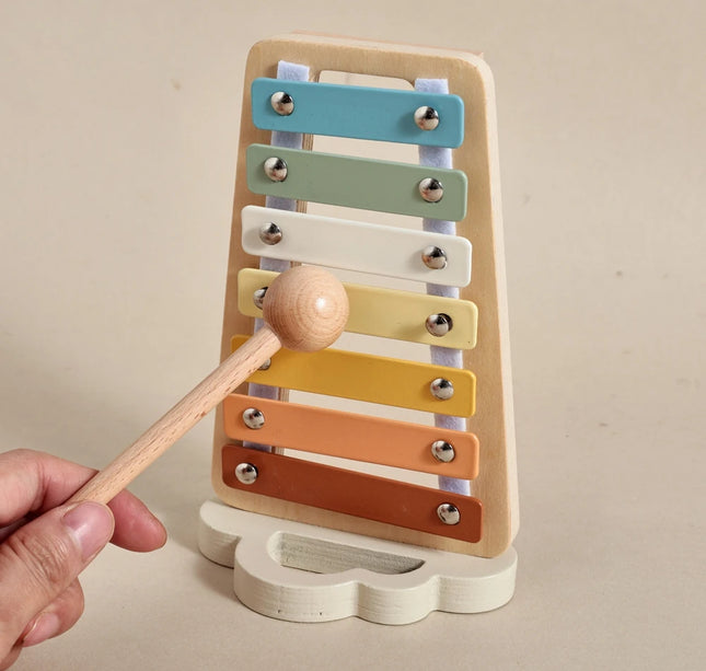 Montessori Musical Instruments Set – Wooden Drum & Xylophone Toys for Babies 0–12 Months Early Education