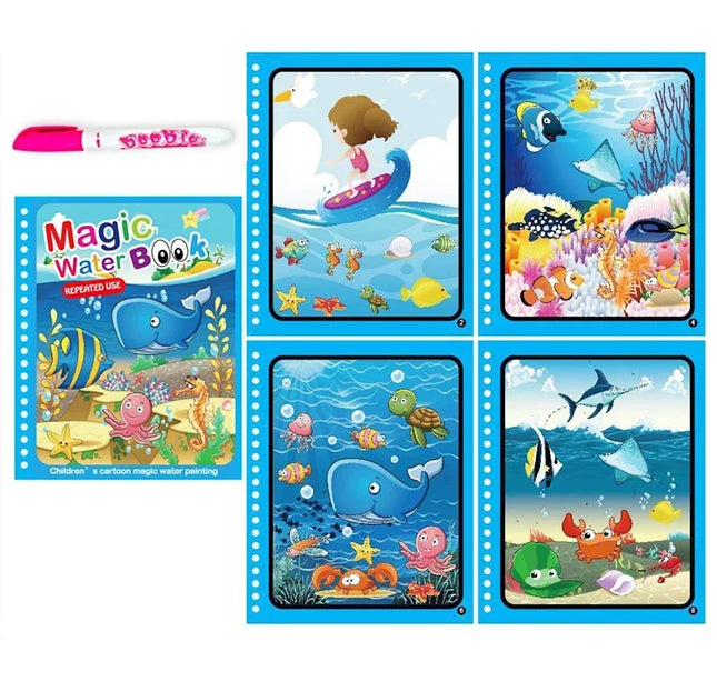 Children Early Education Toys Magical Book with Pen Water Drawing  Toys Gift Reusable Coloring Book Magic Drawing Book