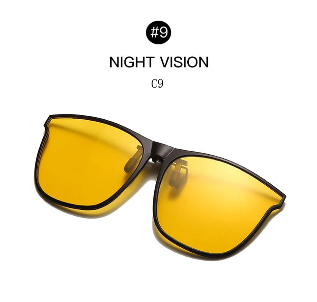 Men's Clip-On Polarized Sunglasses – Vintage Square Photochromic Night Vision Driving Glasses