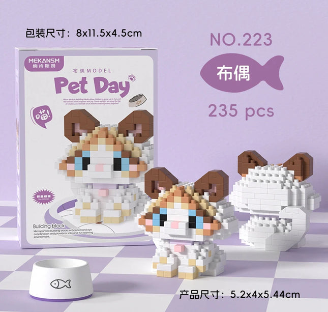 HUIQIBAO MINI Cute Pet Dog Cat Micro Building Block Model Set Kids City Cartoon Animal Diamond Bricks Educational Toys for Adult