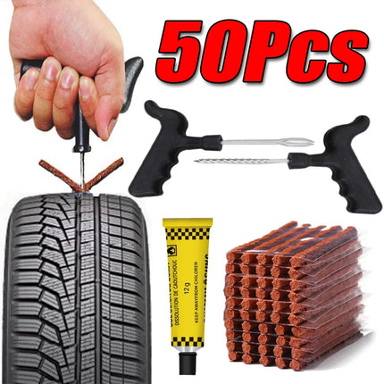 Tubeless Tire Repair Kit – 5–50pcs Plug Tools with Rubber Strips for Car, Truck & Motorcycle
