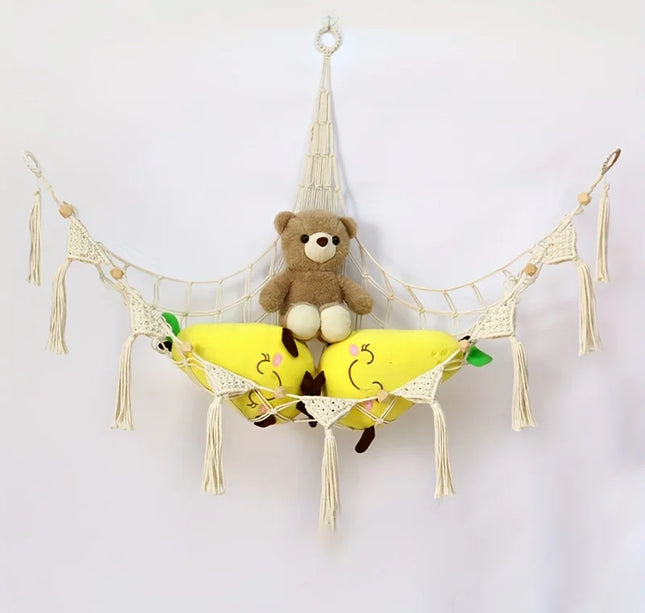 Large Capacity Stuffed Animals Hammock Net Macrame Boho Home Decorations Corner Toy Storage Organizer Plush Toys Hanging Net