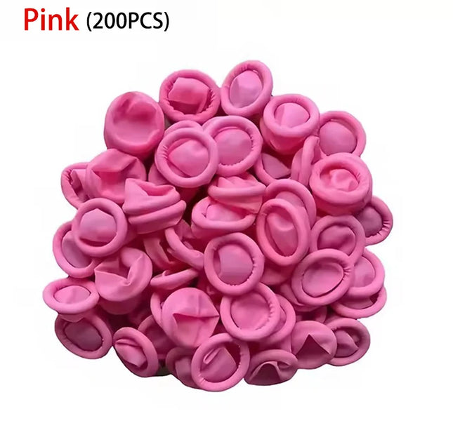 100PCS Multi-color Disposable Finger Cots Anti Slip Latex Powder Free Rolled Edge Finger Cots Beauty Hairdressing Tattoo Tools