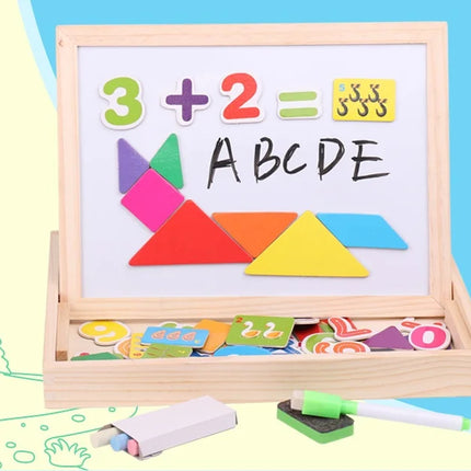 Wooden Multifunction Children Animal Puzzle Writing Magnetic Drawing Board Blackboard Learning Education Toys For Kids