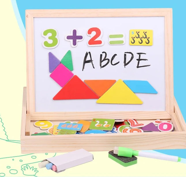 Wooden Multifunction Children Animal Puzzle Writing Magnetic Drawing Board Blackboard Learning Education Toys For Kids
