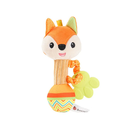 Baby Rattle Plush Toy – Soft Stuffed Animal Shaker with Crinkle & Squeaky Sensory Grip for Toddler Travel & Gifts