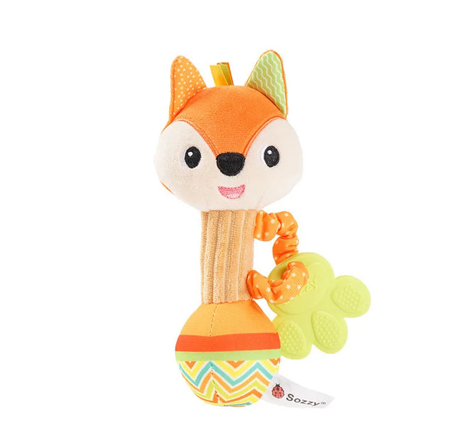 Baby Rattle Plush Toy – Soft Stuffed Animal Shaker with Crinkle & Squeaky Sensory Grip for Toddler Travel & Gifts