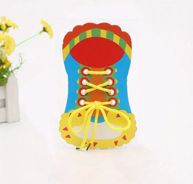 Shoelace Threading Teaching Toys Learn to Tie Shoelaces Toy Kids Toddlers Fine Motor Skills Toy Early Educational Toys Boys Girl