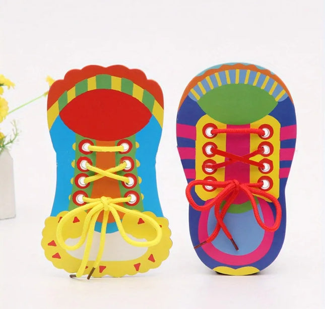 Shoelace Threading Teaching Toys Learn to Tie Shoelaces Toy Kids Toddlers Fine Motor Skills Toy Early Educational Toys Boys Girl