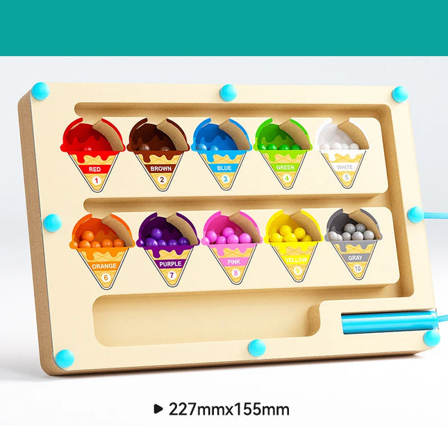 Montessori Magnetic Maze Game – Color Sorting & Fine Motor Training Toy with Pen Control for Kids Sensory Play