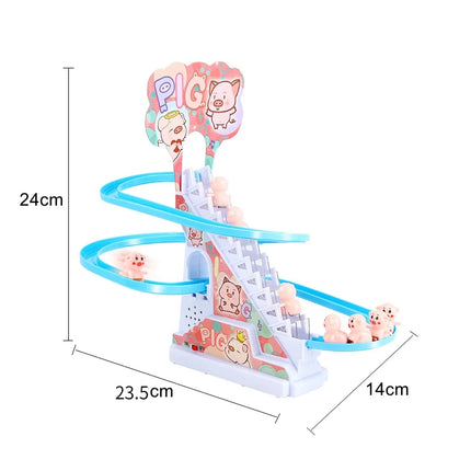 Kids Small Duck Electronic Climbing Stairs Track Toy Light Musical Slide Track Educational Toys for Boys Girls Christmas Gift