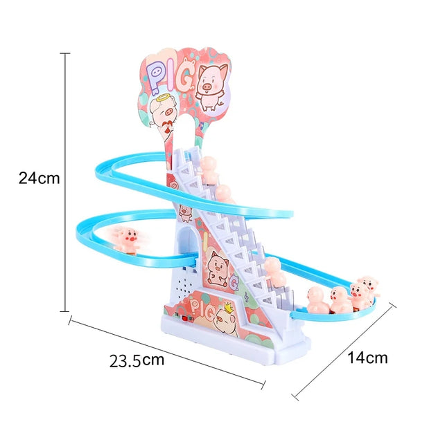 Kids Small Duck Electronic Climbing Stairs Track Toy Light Musical Slide Track Educational Toys for Boys Girls Christmas Gift