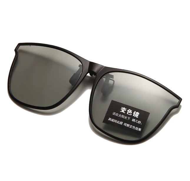 Men's Clip-On Polarized Sunglasses – Vintage Square Photochromic Night Vision Driving Glasses