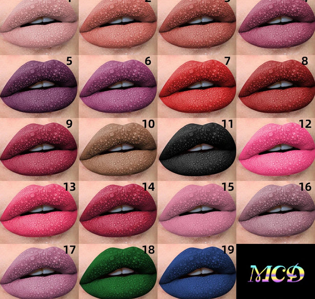 19 colors Matte Velvet Lip Gloss Waterproof Liquid Lipstick Nude Black Lips tint Makeup Lip Glaze Cosmetics Red Lip Stain Beauty