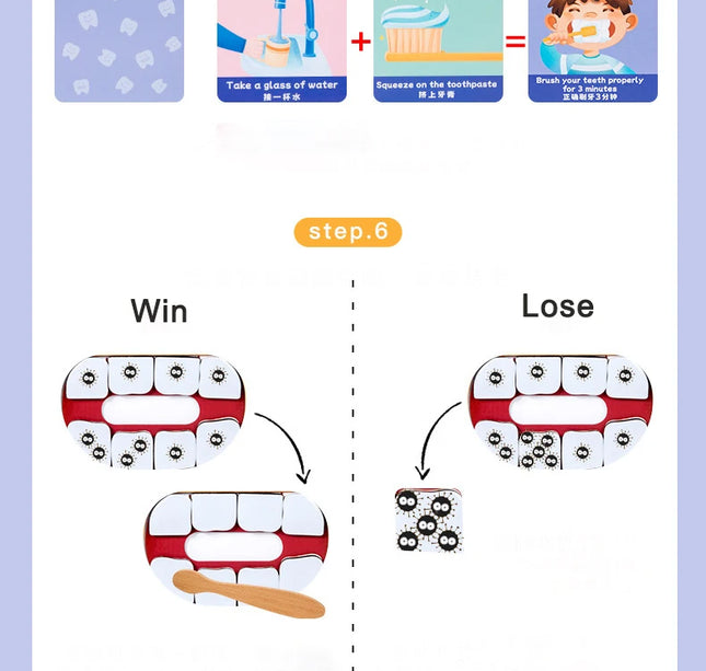 Montessori Brush Teeth Simulation Toy – Parent-Child Educational Puzzle Game for Kids Fine Motor Skills