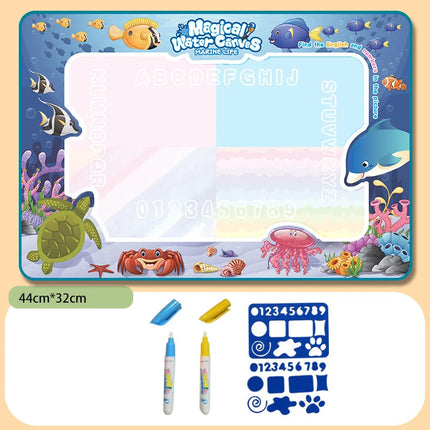 100x80cm Magic Water Drawing Mat – Reusable Doodle Board with Pens Montessori Educational Toy for Kids Gifts