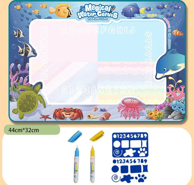 100x80cm Magic Water Drawing Mat – Reusable Doodle Board with Pens Montessori Educational Toy for Kids Gifts