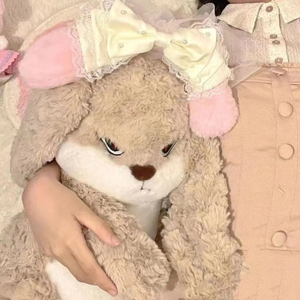 Large Angry Rabbit Plush Toy – Kawaii Stuffed Animal Doll for Room Decor & Birthday Gifts