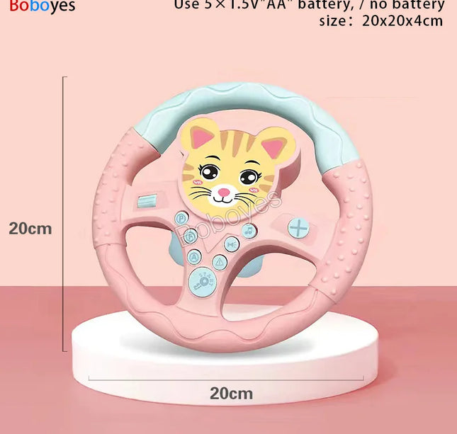 Infant Electric Steering Wheel Toy – Simulation Light & Sound Educational Vocal Toy for Stroller Play