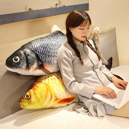 3D Goldfish Plush Pillow – 40/60cm Soft Stuffed Carp Cushion Toy for Kids & Creative Sofa Decor Gift