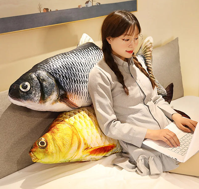 3D Goldfish Plush Pillow – 40/60cm Soft Stuffed Carp Cushion Toy for Kids & Creative Sofa Decor Gift