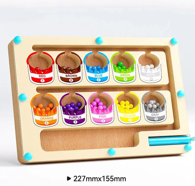 Montessori Magnetic Maze Game – Color Sorting & Fine Motor Training Toy with Pen Control for Kids Sensory Play