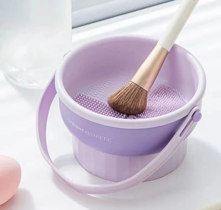 Makeup Brush Cleaning Bowl Beauty Egg Cleaning Tool Storage Set Brush Powder Puff Dry Cleaning Silicone Drying Shelf