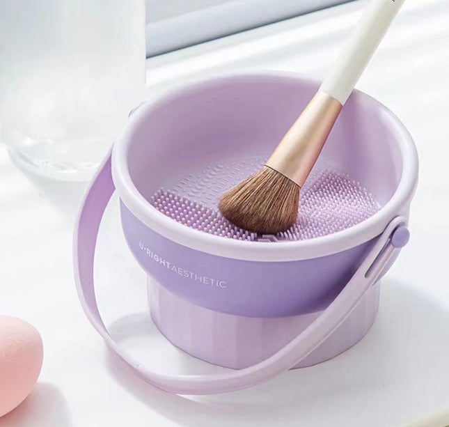 Makeup Brush Cleaning Bowl Beauty Egg Cleaning Tool Storage Set Brush Powder Puff Dry Cleaning Silicone Drying Shelf