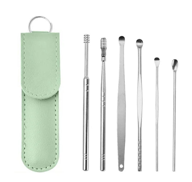 6Pcs/set ear cleaner Ear Wax Pickers Stainless Steel Earpick Wax Remover piercing kit earwax Curette Spoon Care Ear Clean Tools