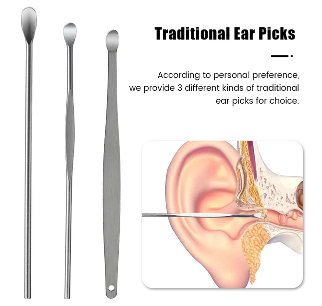 6Pcs/set ear cleaner Ear Wax Pickers Stainless Steel Earpick Wax Remover piercing kit earwax Curette Spoon Care Ear Clean Tools