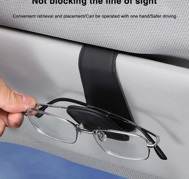 Car Eyeglass Holder Clip – Leather Magnetic Sun Visor Storage for Sunglasses