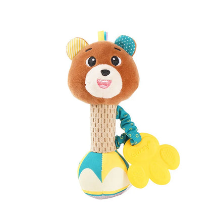 Baby Rattle Plush Toy – Soft Stuffed Animal Shaker with Crinkle & Squeaky Sensory Grip for Toddler Travel & Gifts
