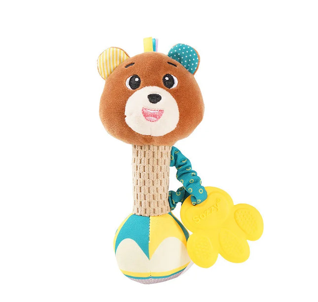 Baby Rattle Plush Toy – Soft Stuffed Animal Shaker with Crinkle & Squeaky Sensory Grip for Toddler Travel & Gifts