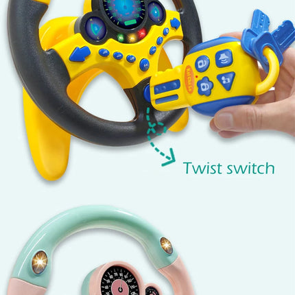 Infant Electric Steering Wheel Toy – Simulation Light & Sound Educational Vocal Toy for Stroller Play