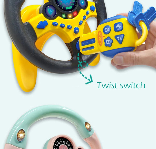 Infant Electric Steering Wheel Toy – Simulation Light & Sound Educational Vocal Toy for Stroller Play