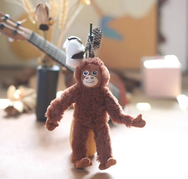 Soft 20cm Gorilla Pendant Monkey Orangutans Plush Doll Pendant Animal Stuffed Key Ring Boy