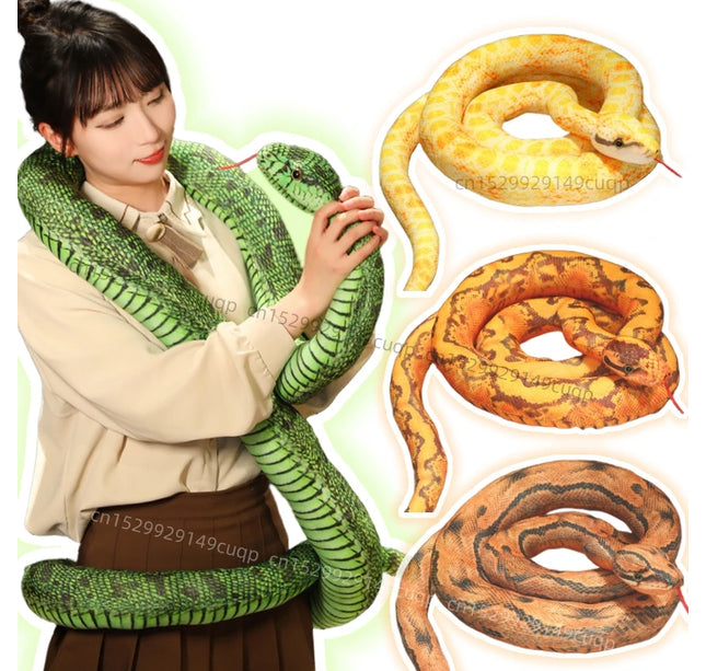 Artificial Python Plush Toy Long Snake Yellow Orange Green Python Plush Toy Decorate The House Holiday Decorations