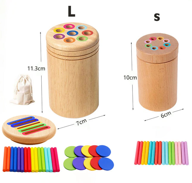 Montessori Wooden Matching Toy – Color Sorting & Balance Stick Educational Set for Kids Fine Motor & Math Skills