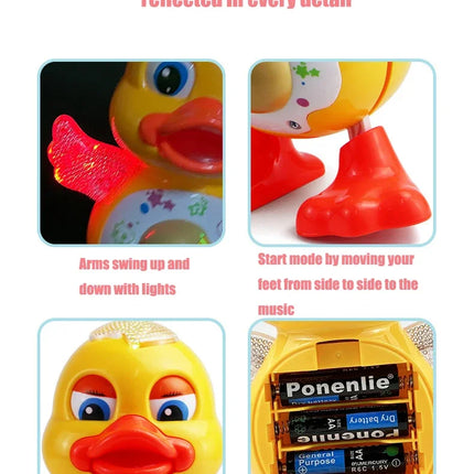 Electronic Dancing Duck Toy – Musical Cartoon Animal with Flashing Lights & Movement for Kids Educational Gift