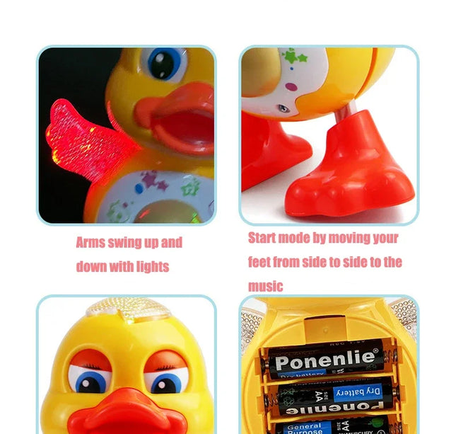 Electronic Dancing Duck Toy – Musical Cartoon Animal with Flashing Lights & Movement for Kids Educational Gift
