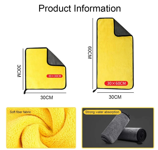 Car Cleaning Microfiber Towel – Soft Drying & Care Cloth for Detailing (30x30/60cm)