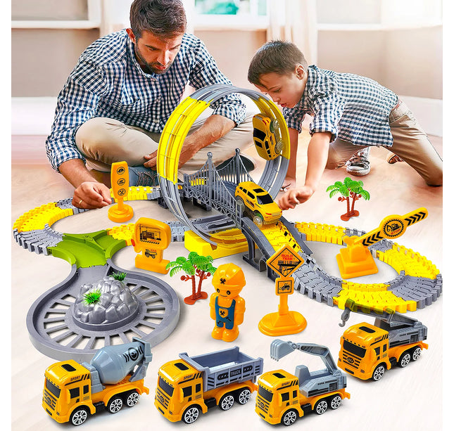 Electric Track Car Toy Set – Engineering Train Toys for Kids Educational Fun & Birthday Gifts