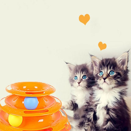 Pet cat toy Three-layer ball cat Turntable Cat interactive educational track toy cat space tower play plate