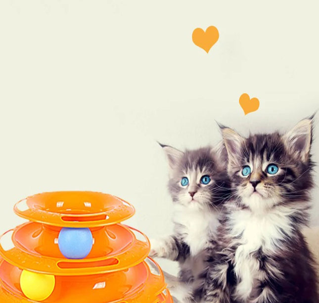 Pet cat toy Three-layer ball cat Turntable Cat interactive educational track toy cat space tower play plate