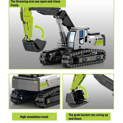 SEMBO Engineering Vehicle Building Kit – MOC Excavator & Mixer Truck Bricks Set for Boys DIY Educational Gifts