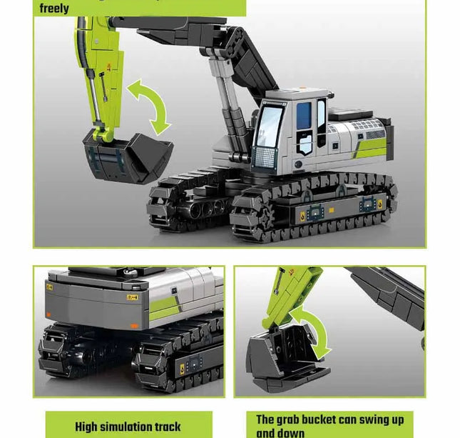 SEMBO Engineering Vehicle Building Kit – MOC Excavator & Mixer Truck Bricks Set for Boys DIY Educational Gifts