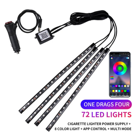 LED Car Ambient Light Kit – RGB Interior Strip with Music, Remote & App Control